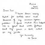 Letter from Mr Smith, a Matol customer suffering from Lupus