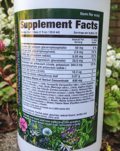 JC Tonic herbal remedies - ingredients label 